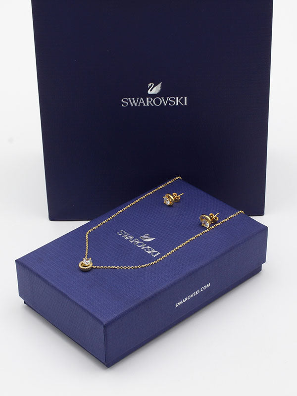 طقم سواروفسكي 2 قطع ذهبي اطقم Swarovski