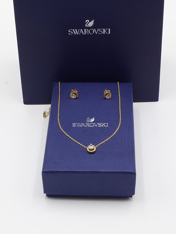 طقم سواروفسكي 2 قطع ذهبي اطقم Swarovski