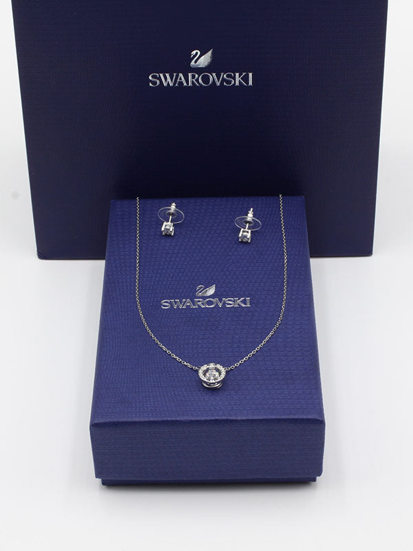 طقم سواروفسكي 2 قطع اطقم Swarovski فضي