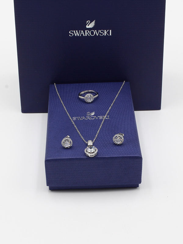 طقم سواروفسكي 3 قطع اطقم Swarovski فضي