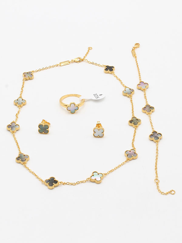 طقم فان كليف ورود صغيره شيل اطقم van cleef رمادي ذهبي 6
