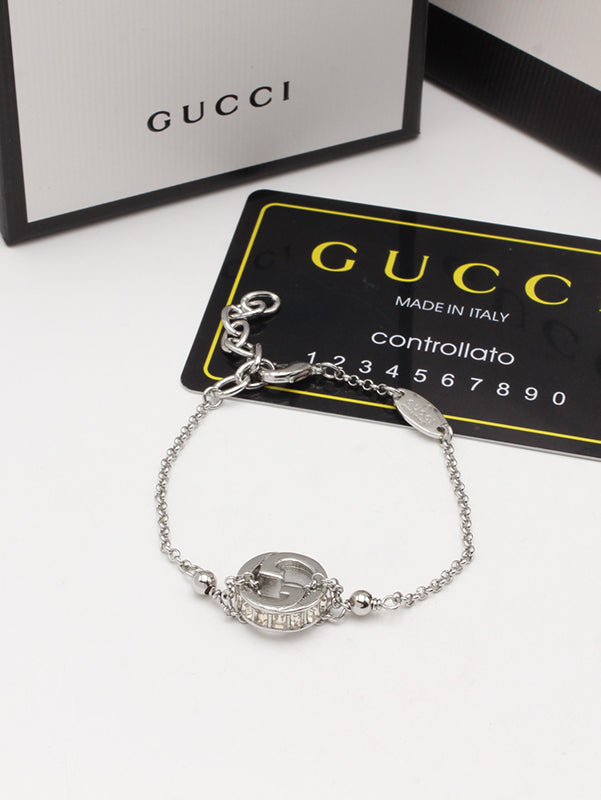 اسوارة قوتشي كيوبك زركون ناعمة لوقو اسواره gucci فضي