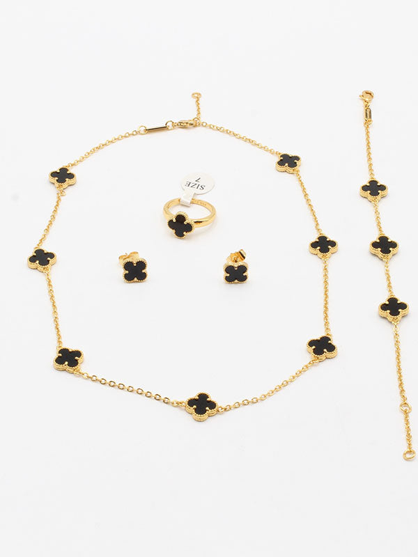 طقم فان كليف ورود صغيره شيل اطقم van cleef اسود ذهبي 6