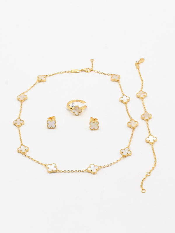 طقم فان كليف ورود صغيره شيل اطقم van cleef ابيض ذهبي 6