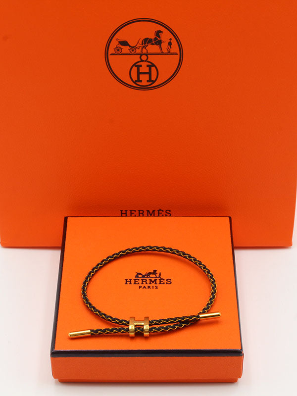 اسوارة هيرمز جلد اسود لوقو اسواره HERMES