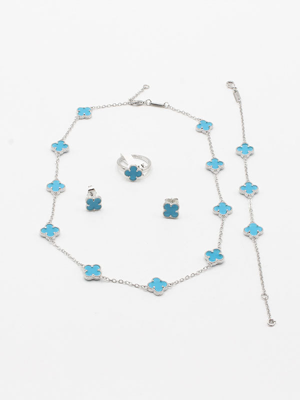 طقم فان كليف ورود صغيره شيل اطقم van cleef تركواز فضي 6