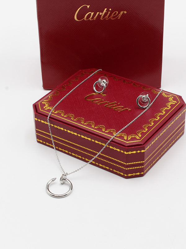 طقم كارتير مسمار زركون اطقم CARTIER فضي