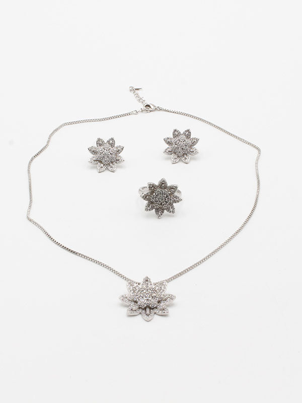 طقم زركون ورده 3 قطع اطقم jewel