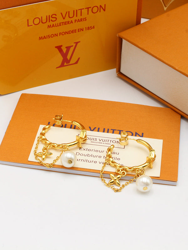 حلق لويس فيتون بيرل مدور وذ شاين حلق louis vuitton