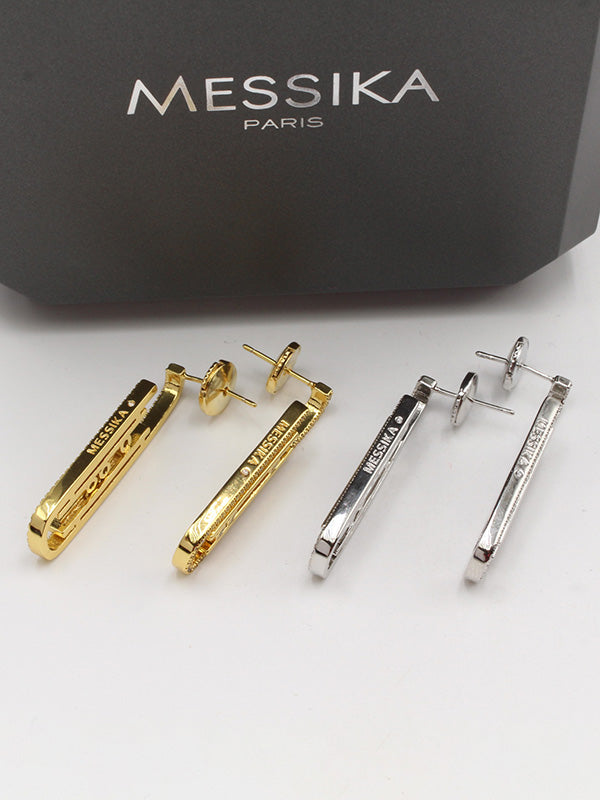 حلق ميسيكا زركون طويل لوقو حلق messika