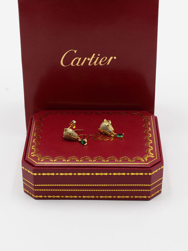 حلق كارتير تايقر زركون فص اخضر حلق CARTIER
