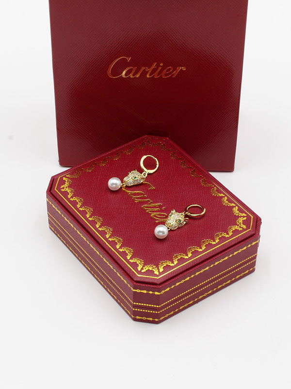 حلق كارتير تايقر زركون لولو حلق CARTIER ذهبي