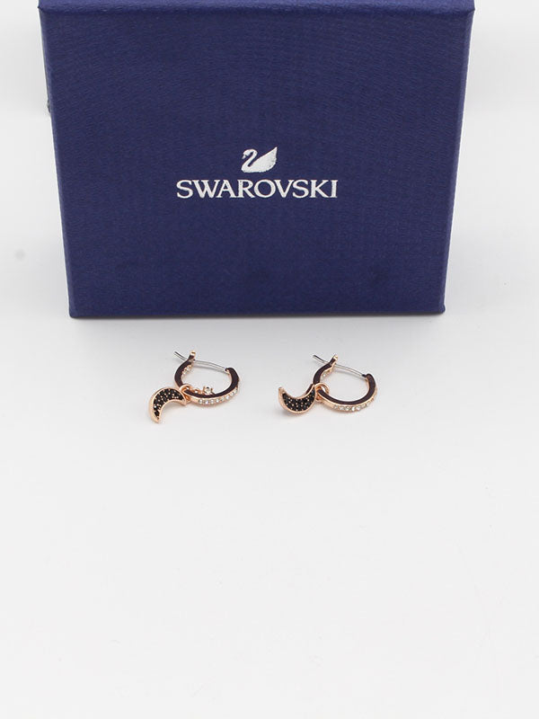 حلق سواروفسكي هلال روز قولد حلق Swarovski