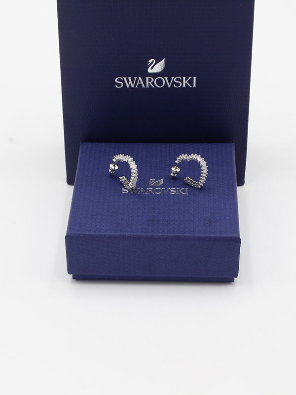 حلق سواروفسكي قلب زركون حلق Swarovski فضي