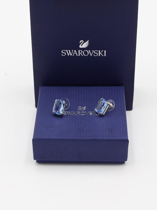 حلق سواروفسكي مربع زركون سماوي حلق Swarovski