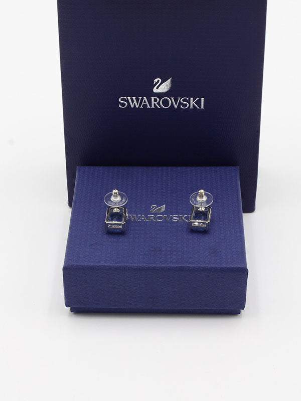 حلق سواروفسكي مربع زركون سماوي حلق Swarovski