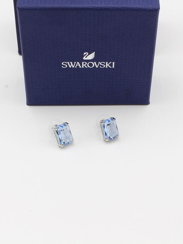حلق سواروفسكي مربع زركون سماوي حلق Swarovski