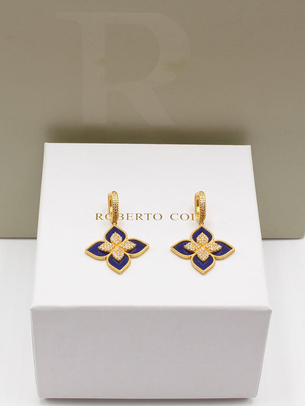 حلق روبرتو كوين زركون حلق roberto coin اسود ذهبي