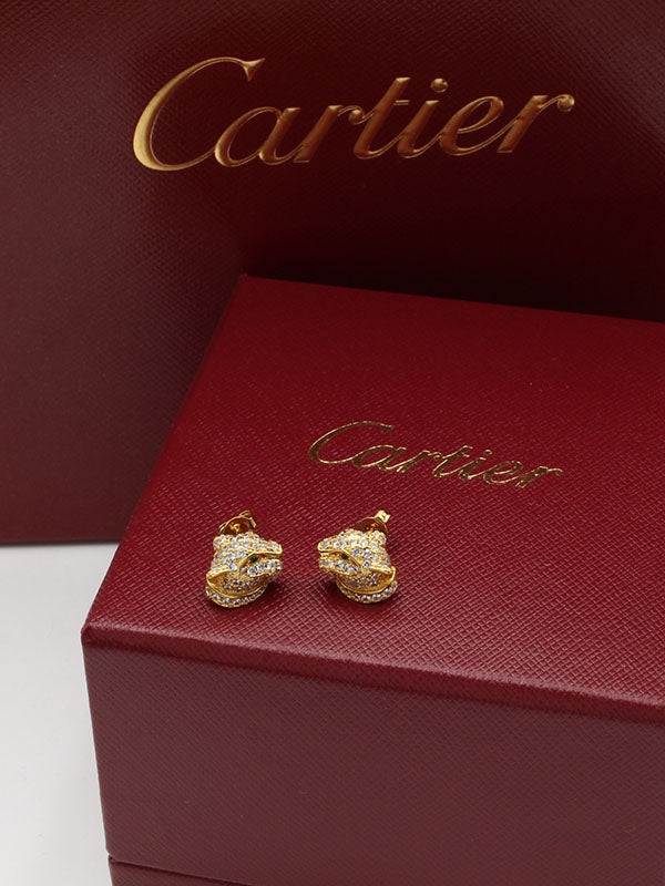 حلق كارتير تايقر فيس زركون حلق CARTIER ذهبي