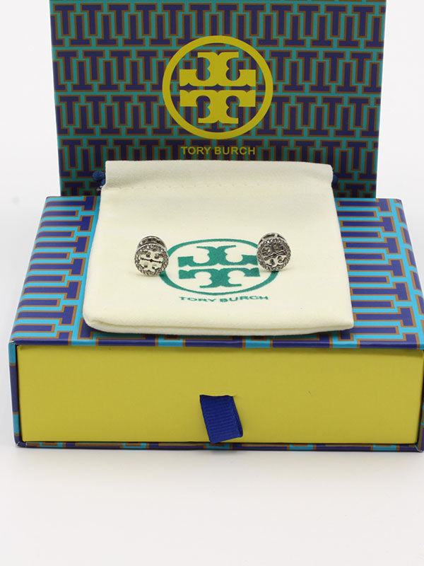 حلق توري بورش زركون صغير حلق tory burch فضي