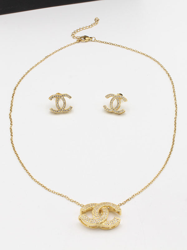 طقم شانيل فل زركون اطقم chanel ذهبي