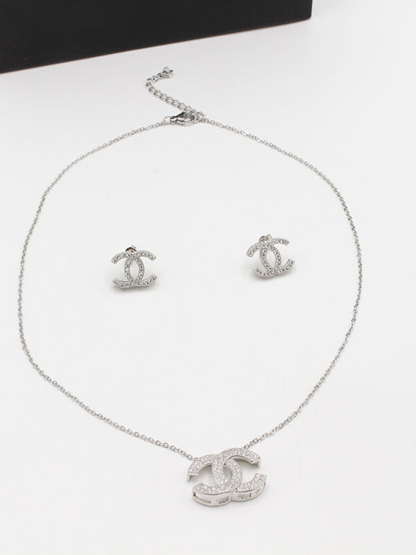 طقم شانيل فل زركون اطقم chanel فضي