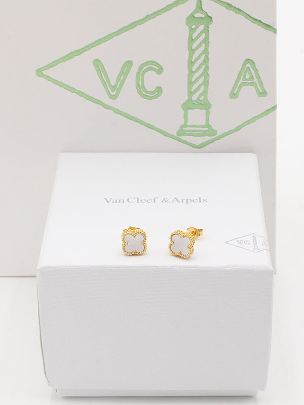 حلق فان كليف ميني ماستر حلق van cleef ابيض ذهبي