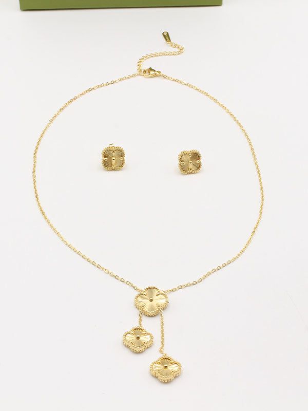 طقم فان كليف ثري فلاورز بندنتس اطقم van cleef ذهبي