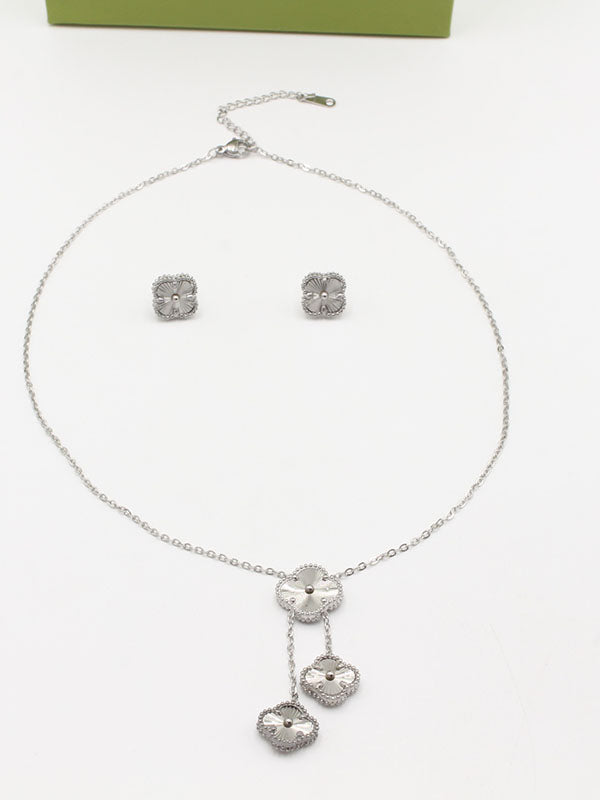 طقم فان كليف ثري فلاورز بندنتس اطقم van cleef فضي