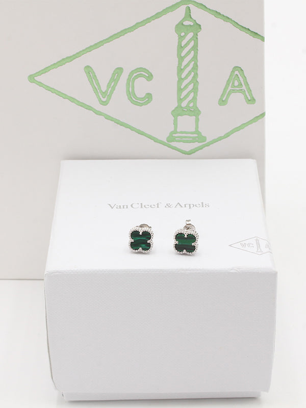 حلق فان كليف ميني ماستر حلق van cleef اخضر فضي