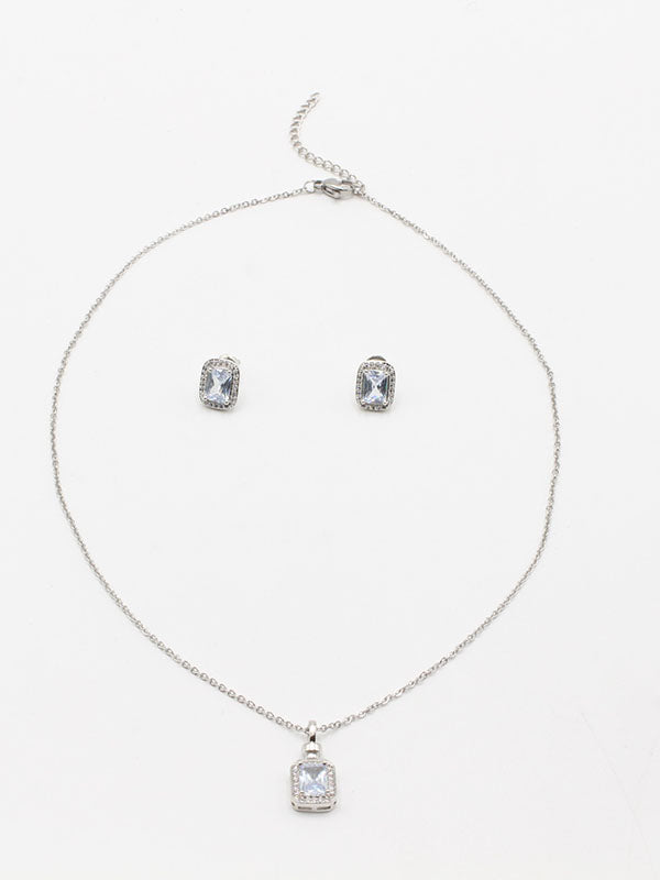 طقم كيوبك سكوير 2 قطع اطقم Swarovski فضي