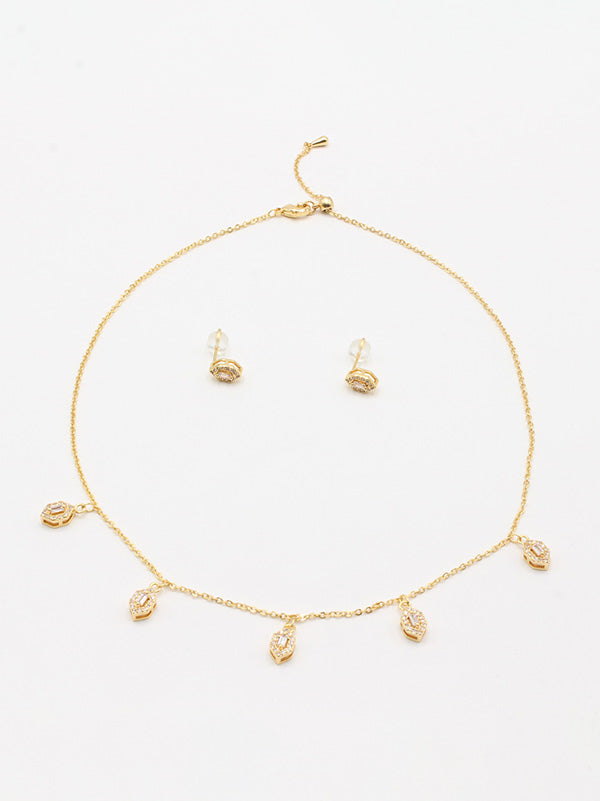 طقم تشوكر انيق زركون اطقم new ذهبي