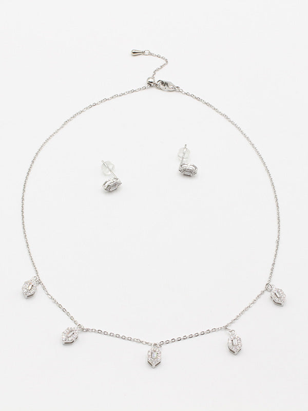 طقم تشوكر انيق زركون اطقم new فضي