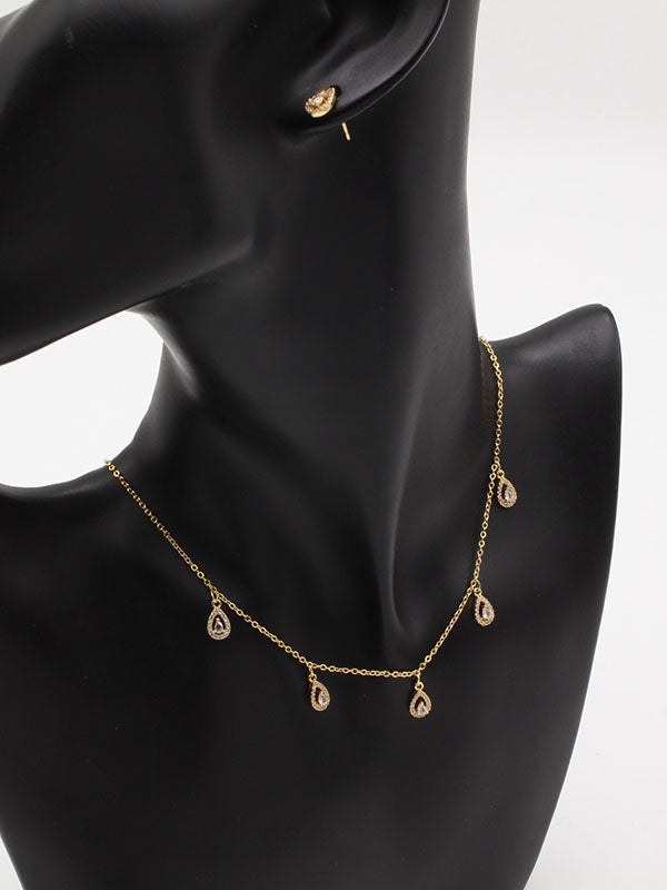 طقم تشوكر دمعه زركون اطقم new ذهبي