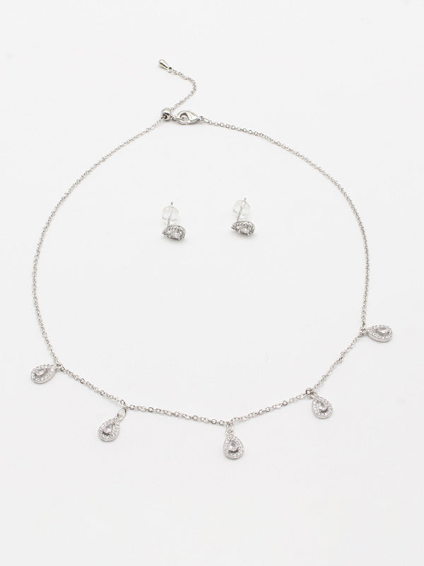 طقم تشوكر دمعه زركون اطقم new فضي