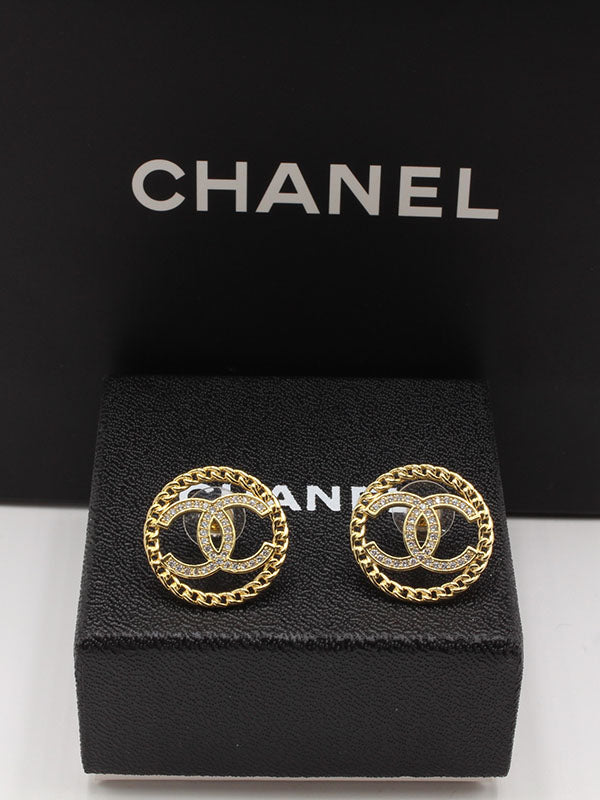 حلق شانيل دائري زركون حلق chanel