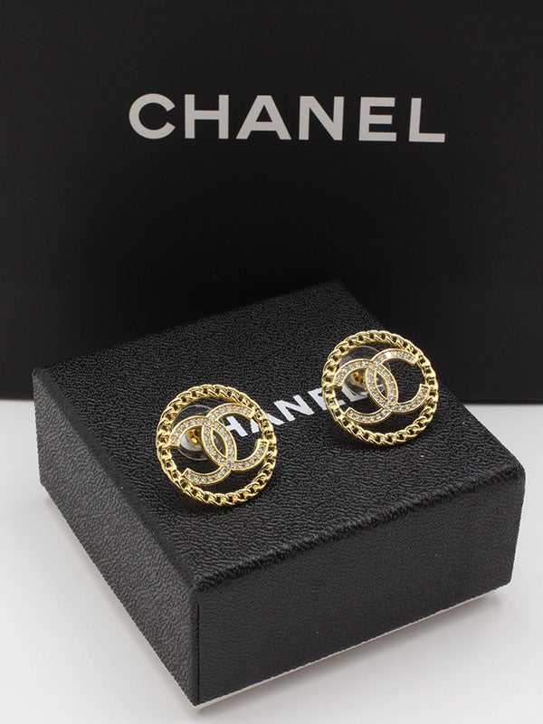 حلق شانيل دائري زركون حلق chanel