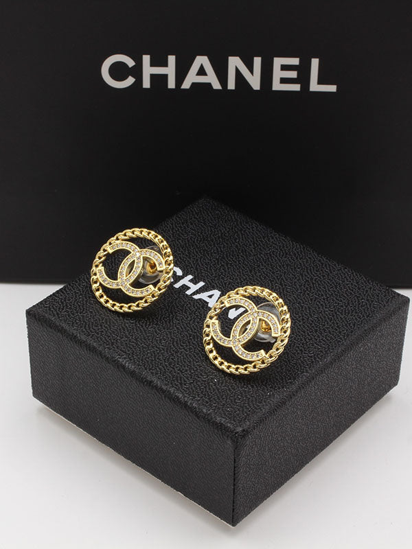 حلق شانيل دائري زركون حلق chanel