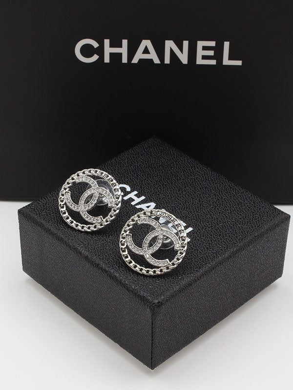 حلق شانيل دائري زركون حلق chanel