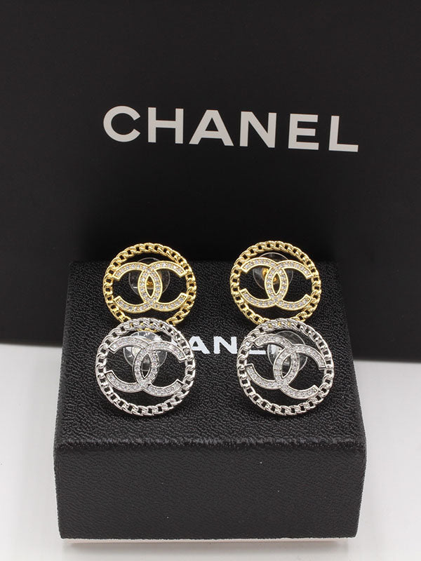 حلق شانيل دائري زركون حلق chanel