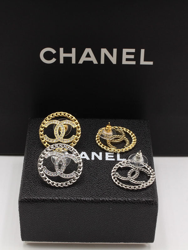 حلق شانيل دائري زركون حلق chanel