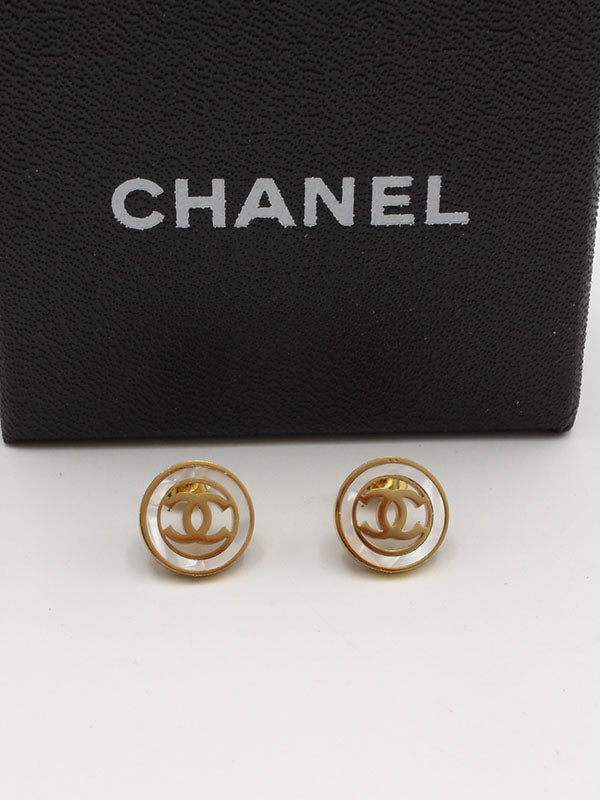 حلق شانيل دائري شيل حلق chanel ذهبي