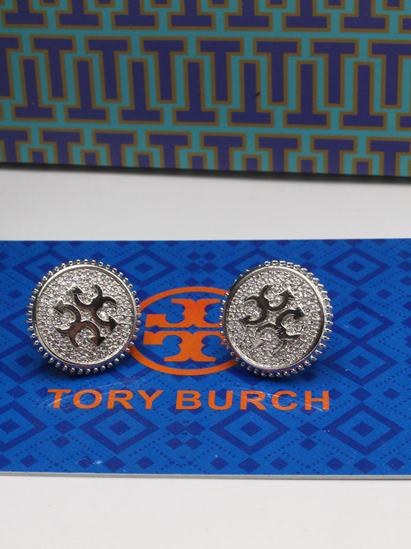 حلق توري بورش زركون سيركل قولد حلق tory burch فضي
