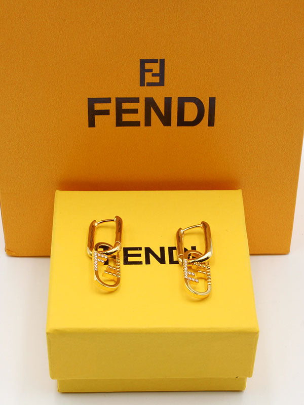 حلق فندي دبل زركون رينقز حلق fendi ذهبي