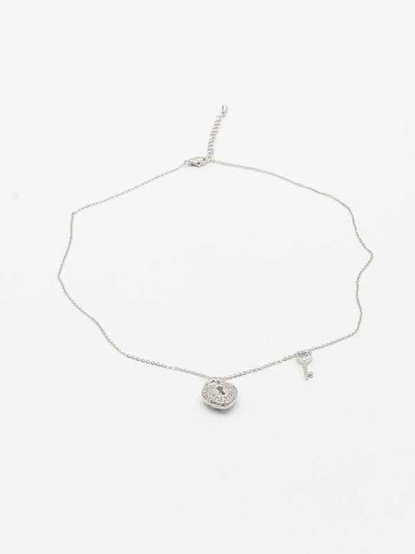 سلسال قفل ومفتاح فضي سلسال jewel