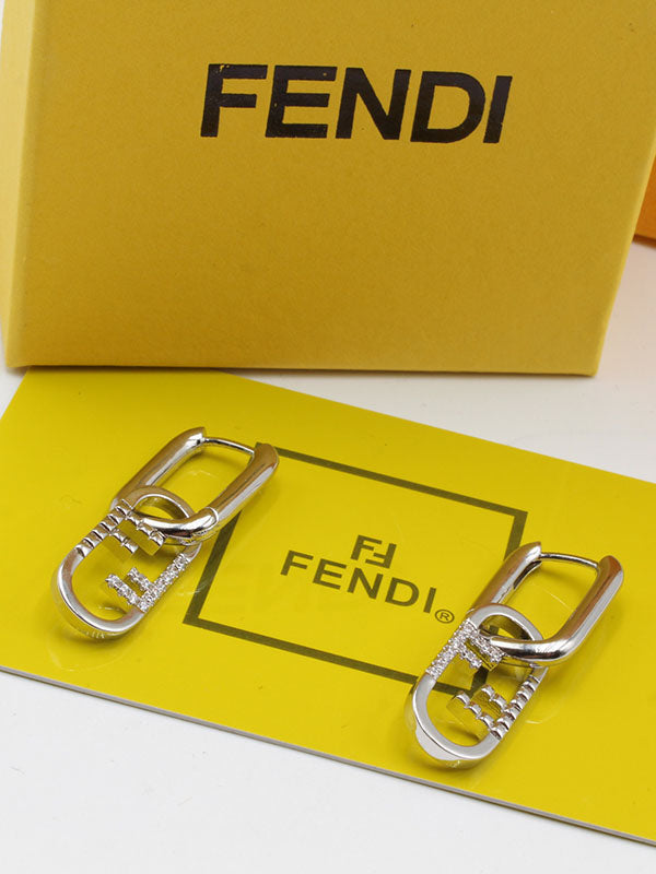حلق فندي دبل زركون رينقز حلق fendi فضي