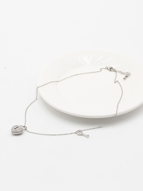 سلسال قفل ومفتاح فضي سلسال jewel