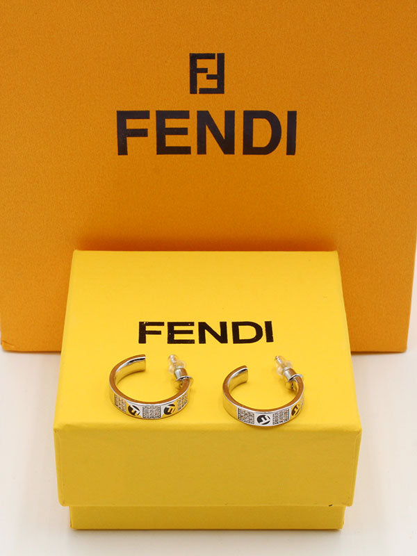 حلق فندي ميديوم سيركل حلق fendi فضي