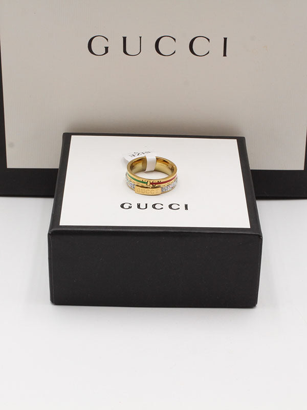 خاتم قوتشي زركون لوقو ملون خواتم gucci
