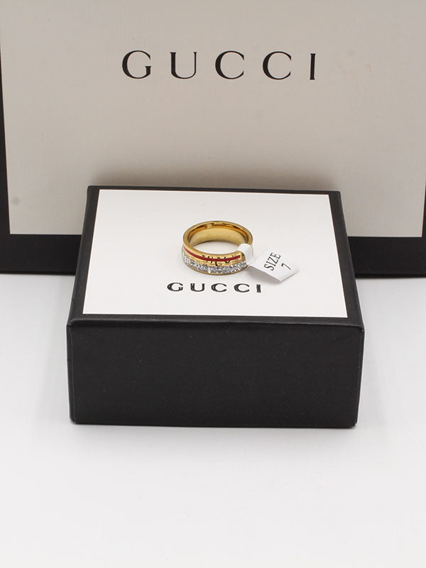 خاتم قوتشي زركون لوقو ملون خواتم gucci ذهبي 6